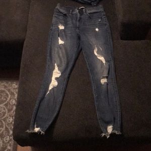 Express high waisted frayed bottom curvy jogging